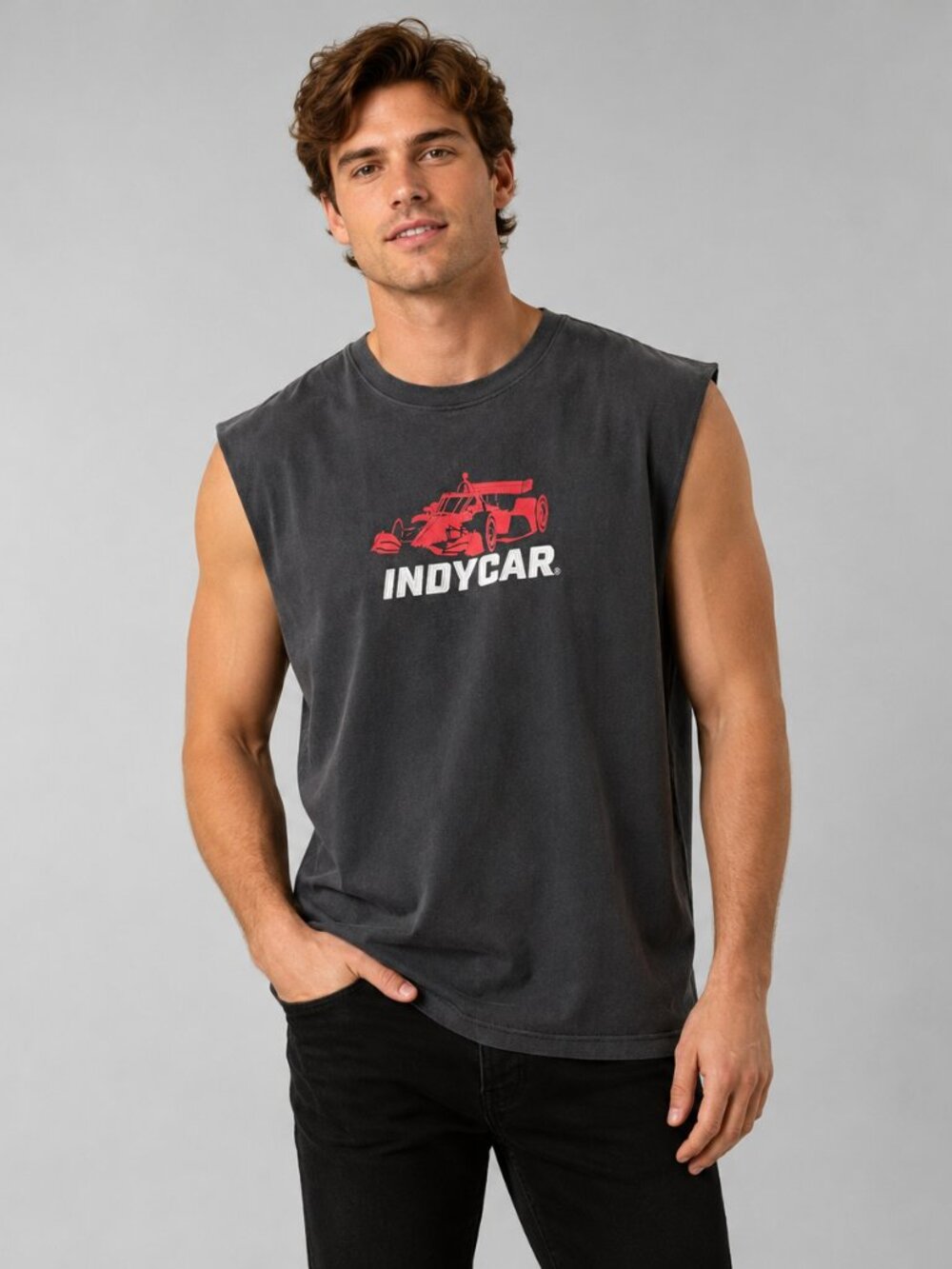 IndyCar Sleeveless Muscle Tank Unisex Small Black Racing Graphic NWT Licensed